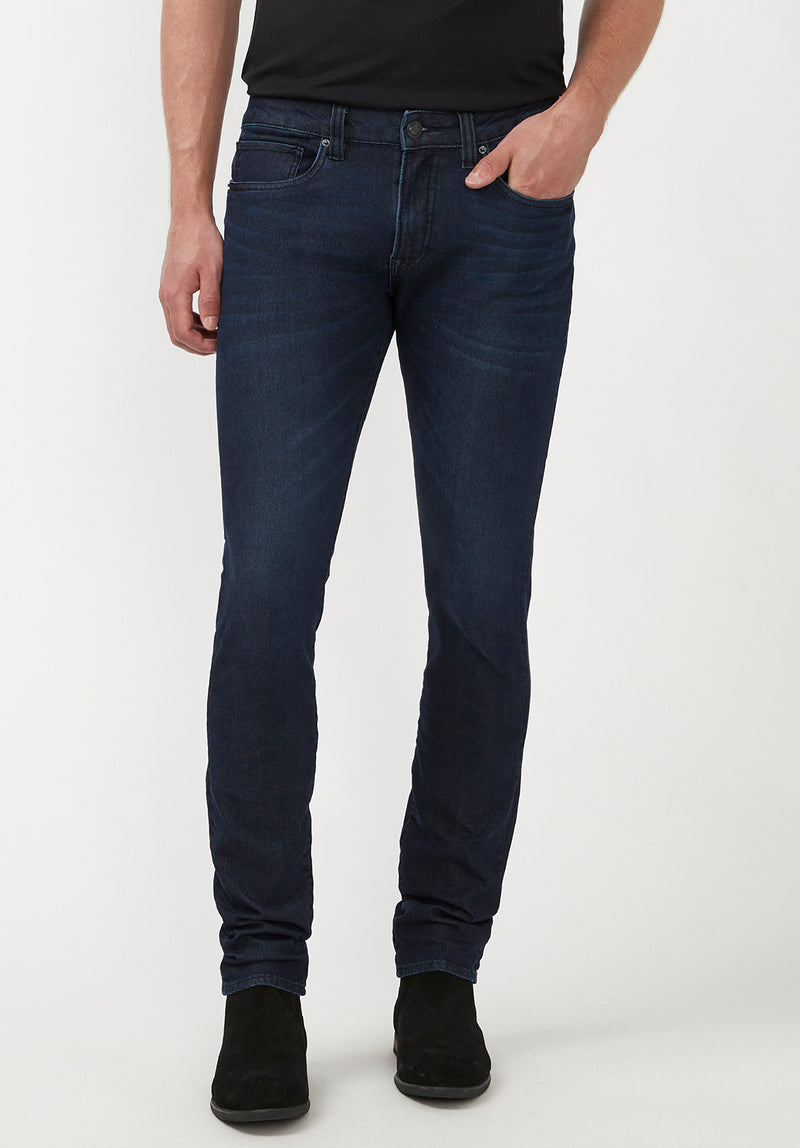 Relaxed Button Hem Detail Jeans - Light Blue, Mens Denim