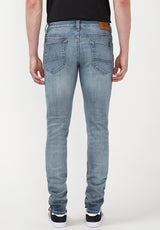 Skinny Max Men's Jeans in Whiskered and Contrasted Light Blue - BM22590