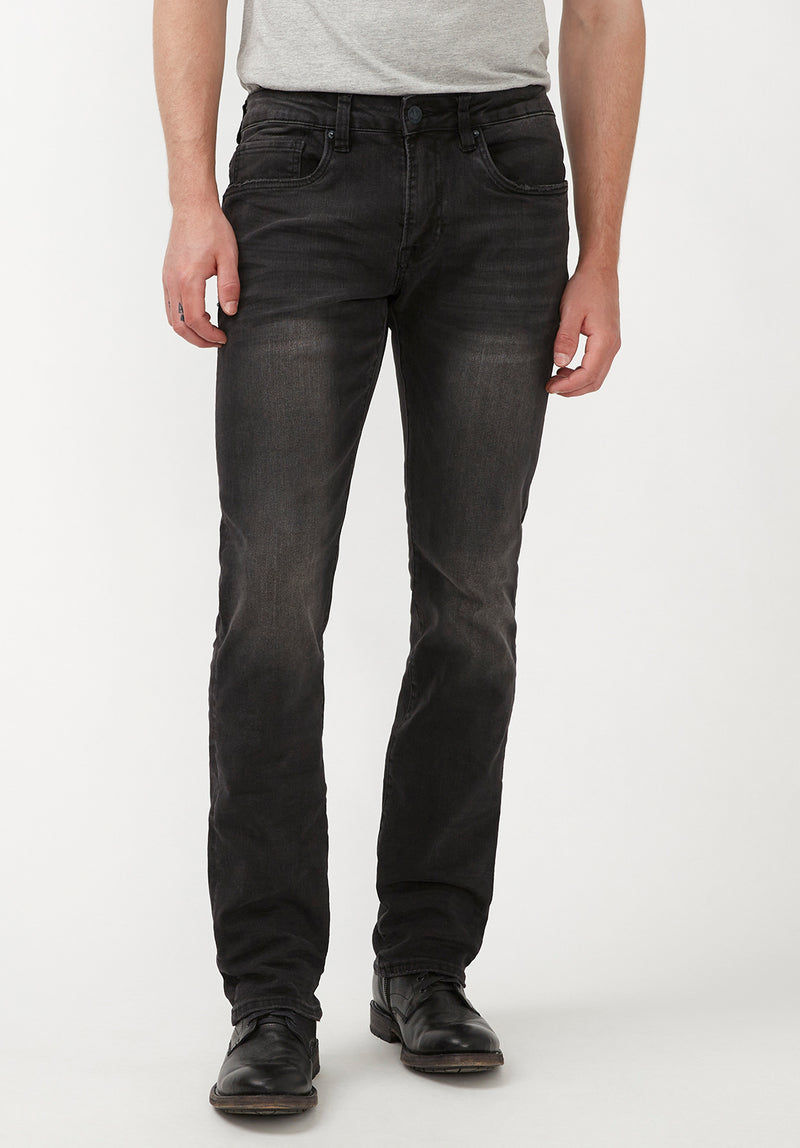 Straight Six Men s Jeans in Crinkled and Sanded Black BM22614