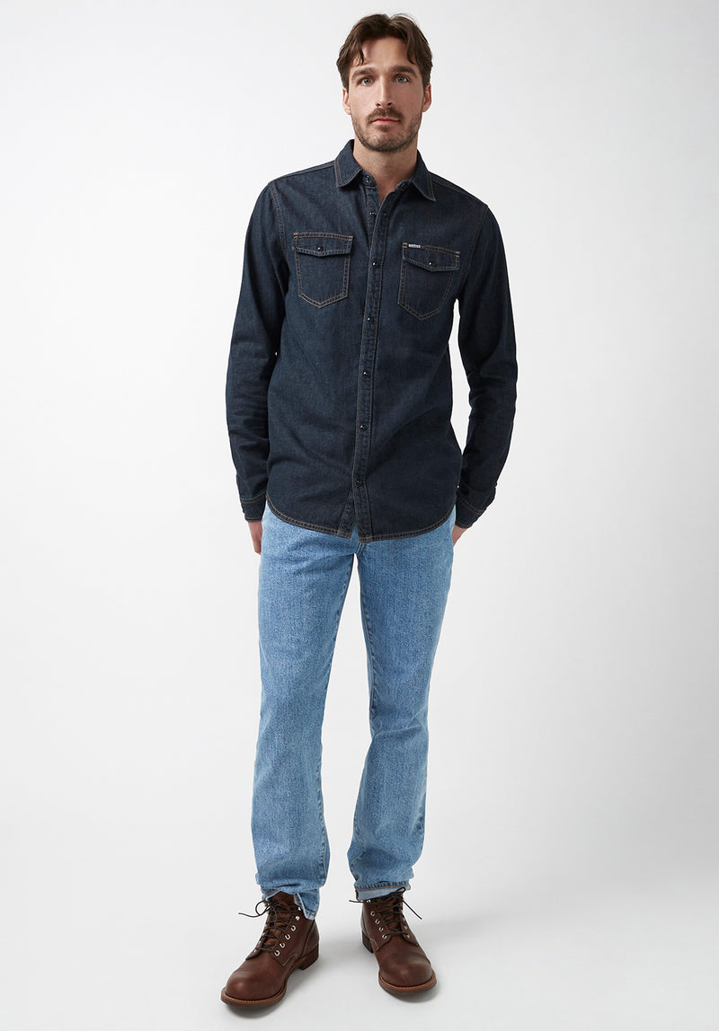 Stanley Men's Long-Sleeve Denim Shirt in Indigo – Buffalo Jeans CA