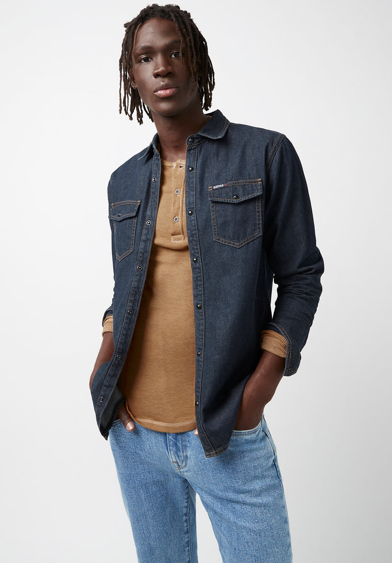 Grey jeans with denim shirt sales