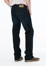 Slim Bootcut King Men's Jeans in Whiskered and Sanded Dark Blue - BM22675