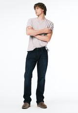 Slim Bootcut King Men's Jeans in Whiskered and Sanded Dark Blue - BM22675