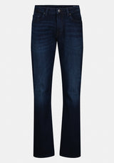 Slim Bootcut King Men's Jeans in Whiskered and Sanded Dark Blue - BM22675