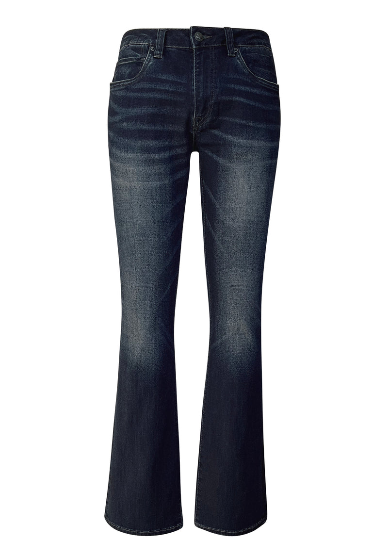 Slim Bootcut King Men's Jeans in Whiskered and Sanded Dark Blue - BM22675