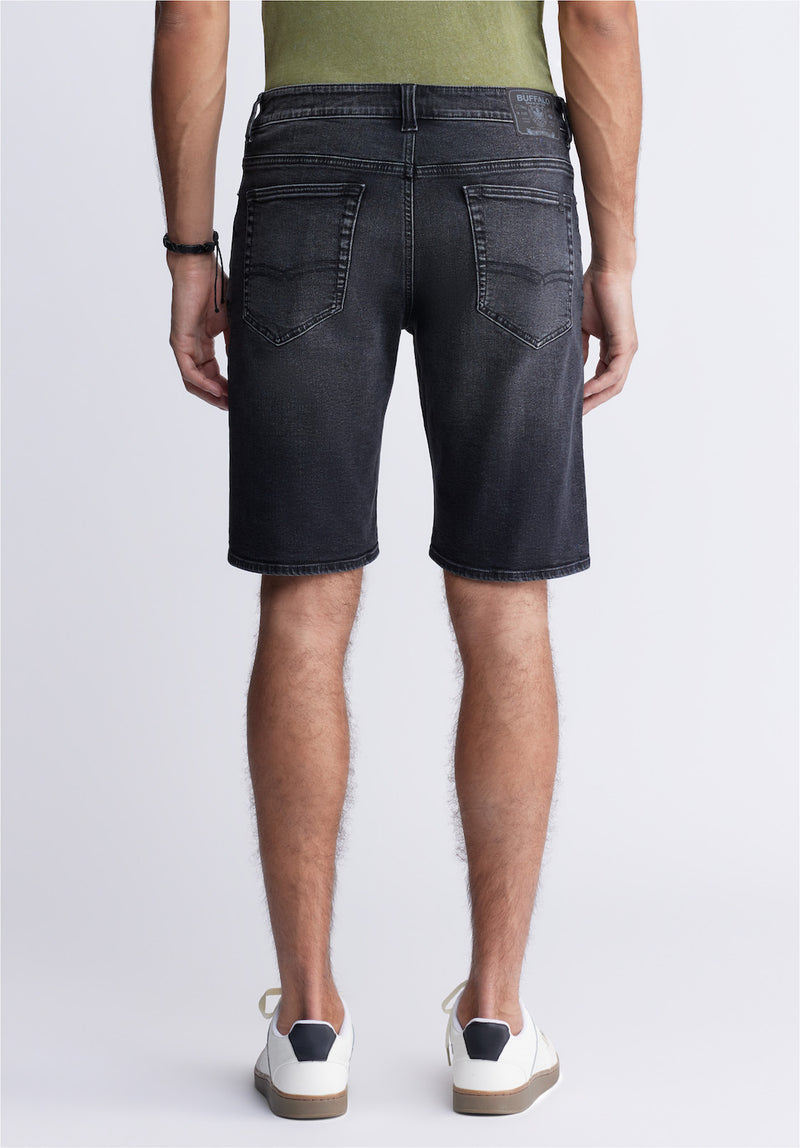 Buffalo David BittonRelaxed Straight Dean Men's Denim Shorts in Crinkled Black - BM22849 Color BLACK