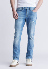 Slim Ash Men's Jeans in Veined and Rugged Blue - BM22865