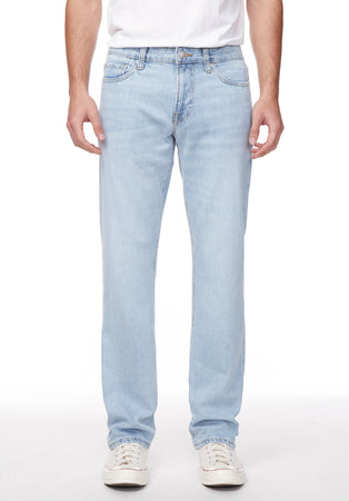Relaxed Straight Driven Men's Jeans in Crinkled and Sanded Light Blue - BM22922