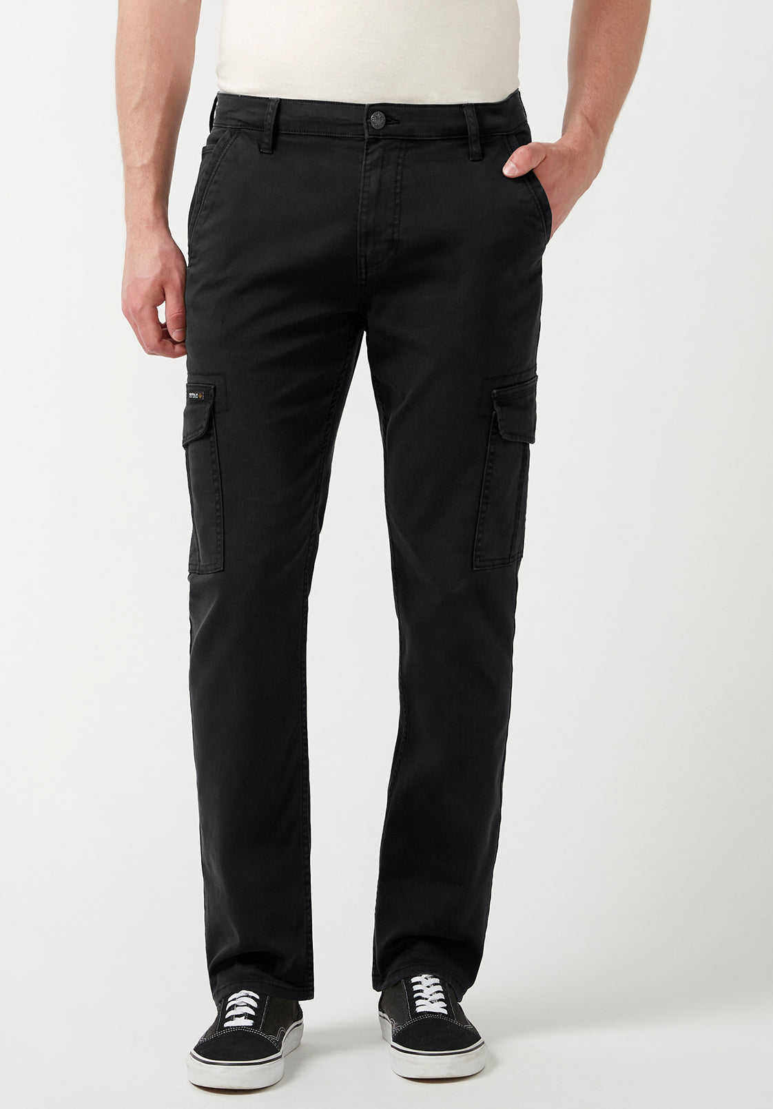 buffalo david bitton Cargo Joe Black Men's Straight Leg Pants