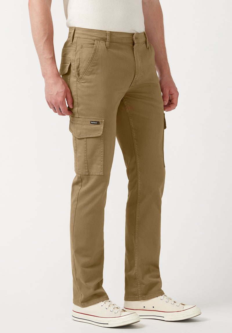 Buffalo David Bitton Cargo Joe Dark Beige Men's Straight Leg Pants - BM22929 Color DARK BEIGE