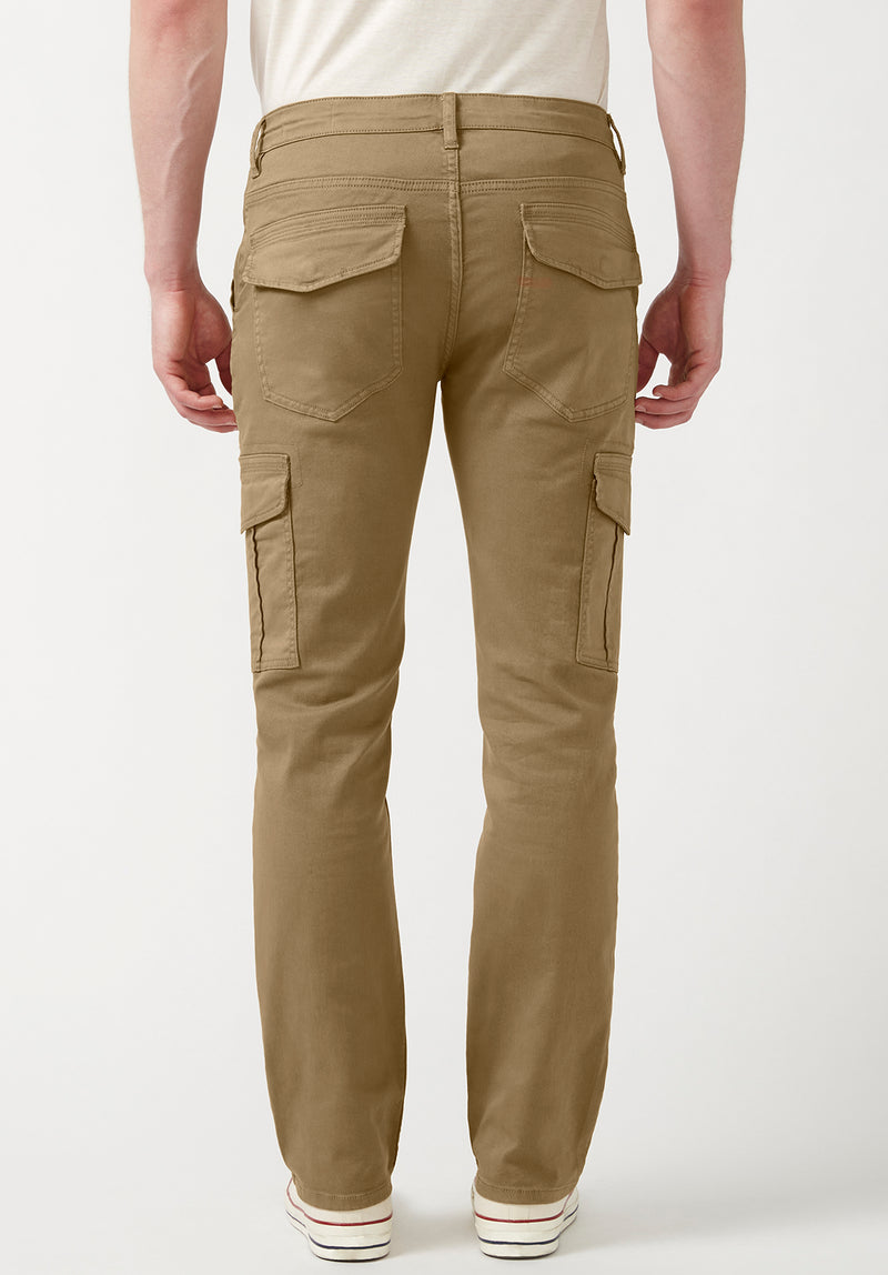 Buffalo David Bitton Cargo Joe Dark Beige Men's Straight Leg Pants - BM22929 Color DARK BEIGE