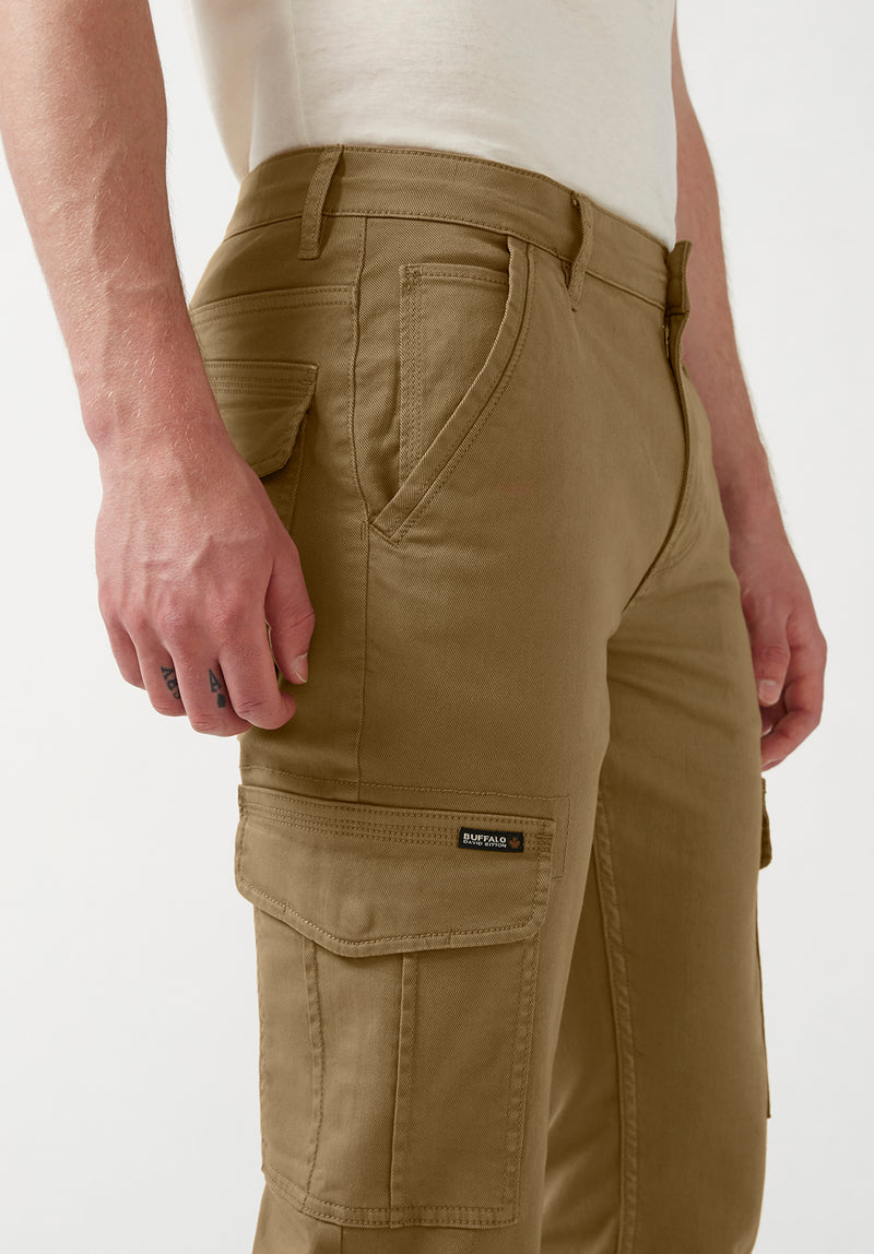 Buffalo David Bitton Cargo Joe Dark Beige Men's Straight Leg Pants - BM22929 Color DARK BEIGE