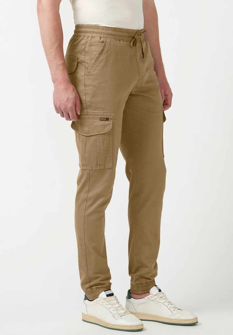 Buffalo David Bitton Cargo Tom Dark Beige Men's Jogger Pants - BM22930 Color DARK BEIGE