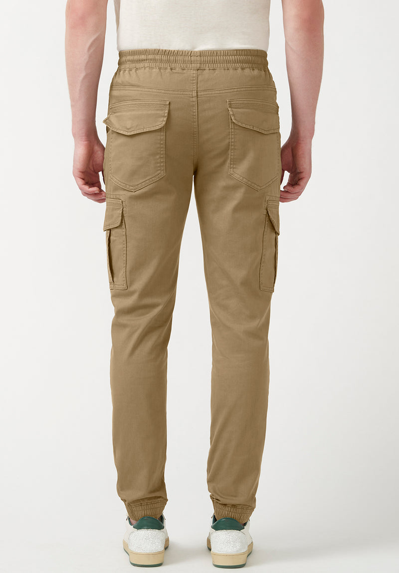 Buffalo David Bitton Cargo Tom Dark Beige Men's Jogger Pants - BM22930 Color DARK BEIGE