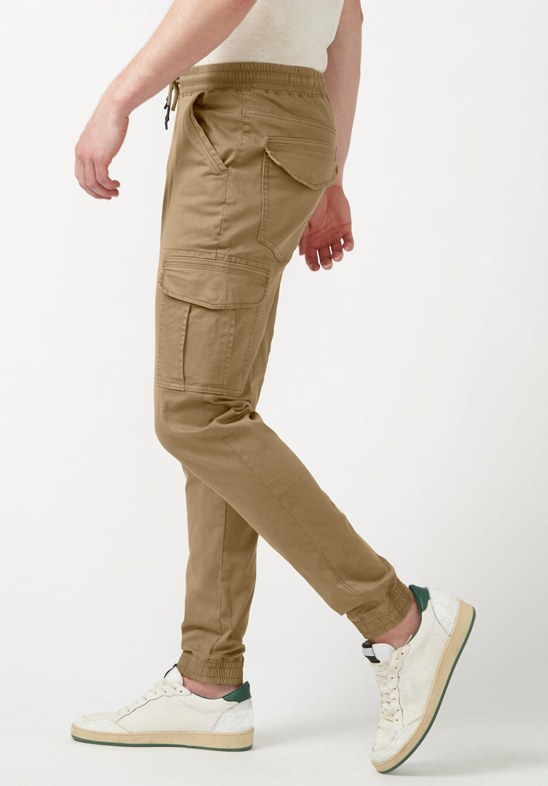 Buffalo David Bitton Cargo Tom Dark Beige Men's Jogger Pants - BM22930 Color DARK BEIGE