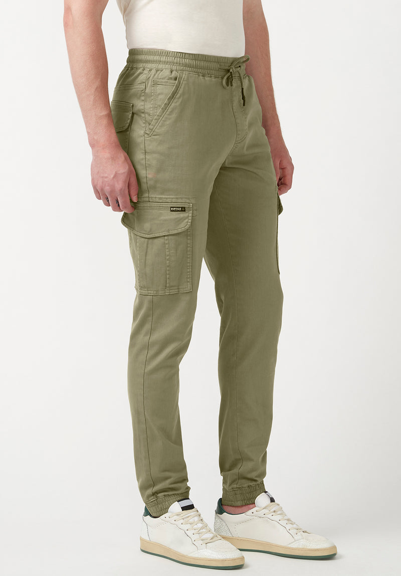 OLIVE STRETCH SIX POCKET CARGO PANTS