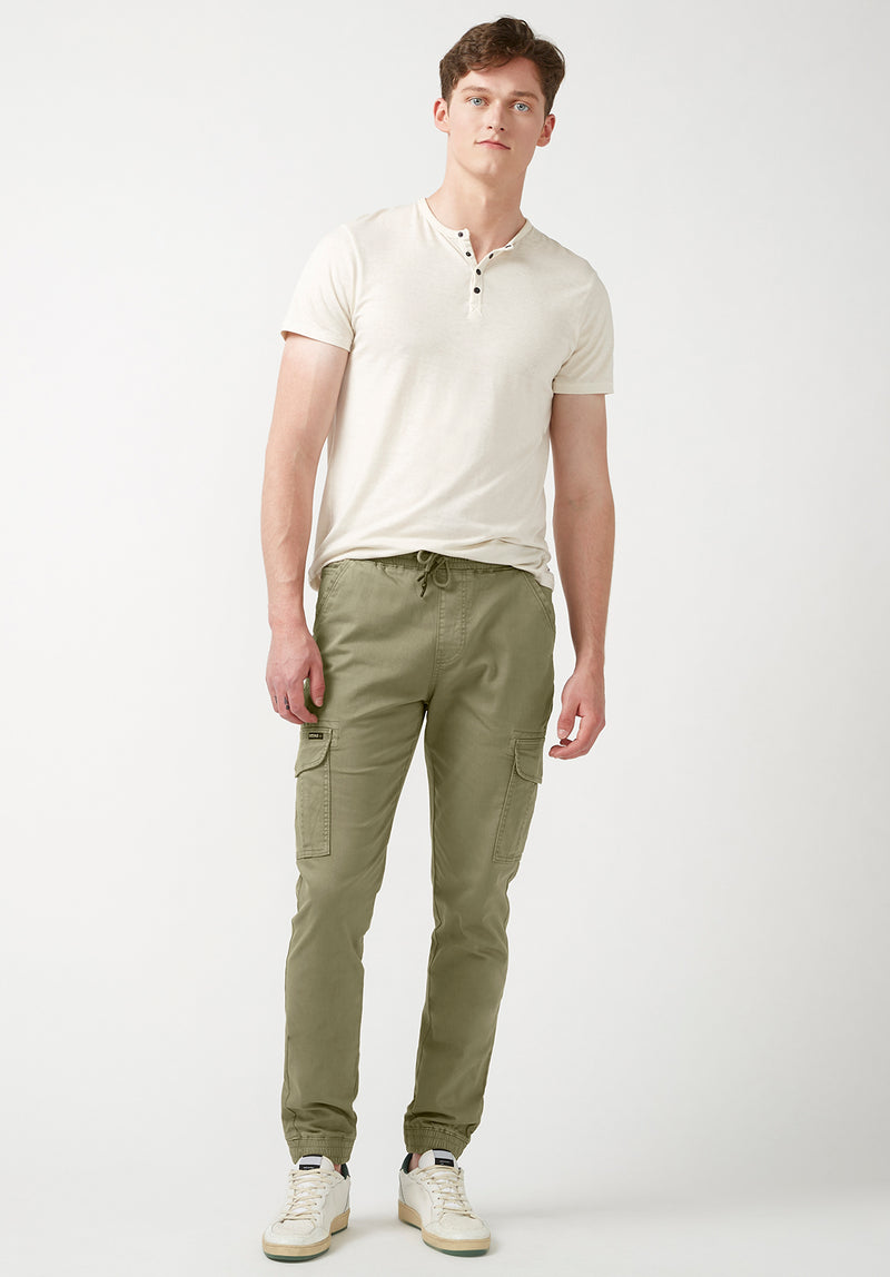 Buffalo David Bitton Cargo Tom Olive Green Men's Jogger Pants - BM22930 Color OLIVE