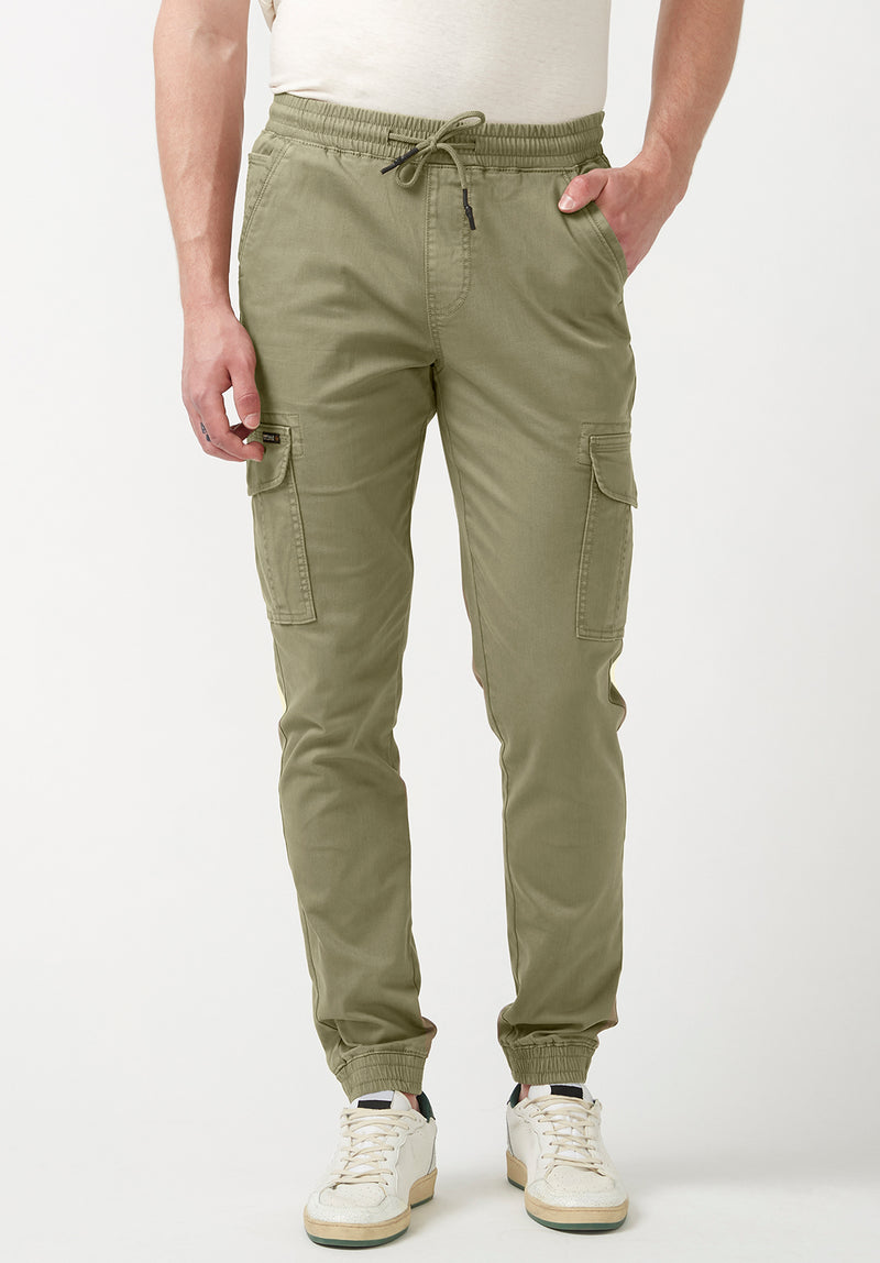 Buffalo David Bitton Cargo Tom Olive Green Men's Jogger Pants - BM22930 Color OLIVE