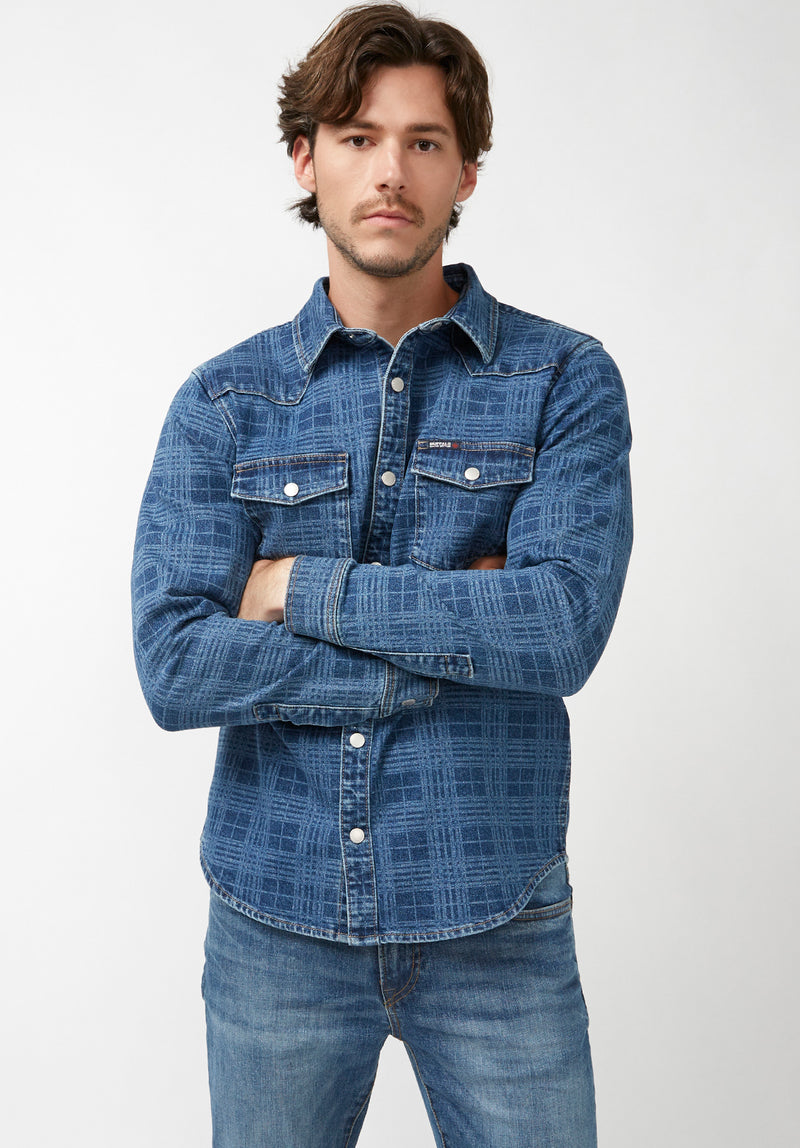 Buffalo David Bitton Shane Indigo Men's Long-Sleeve Shirt - BM22937 Color INDIGO