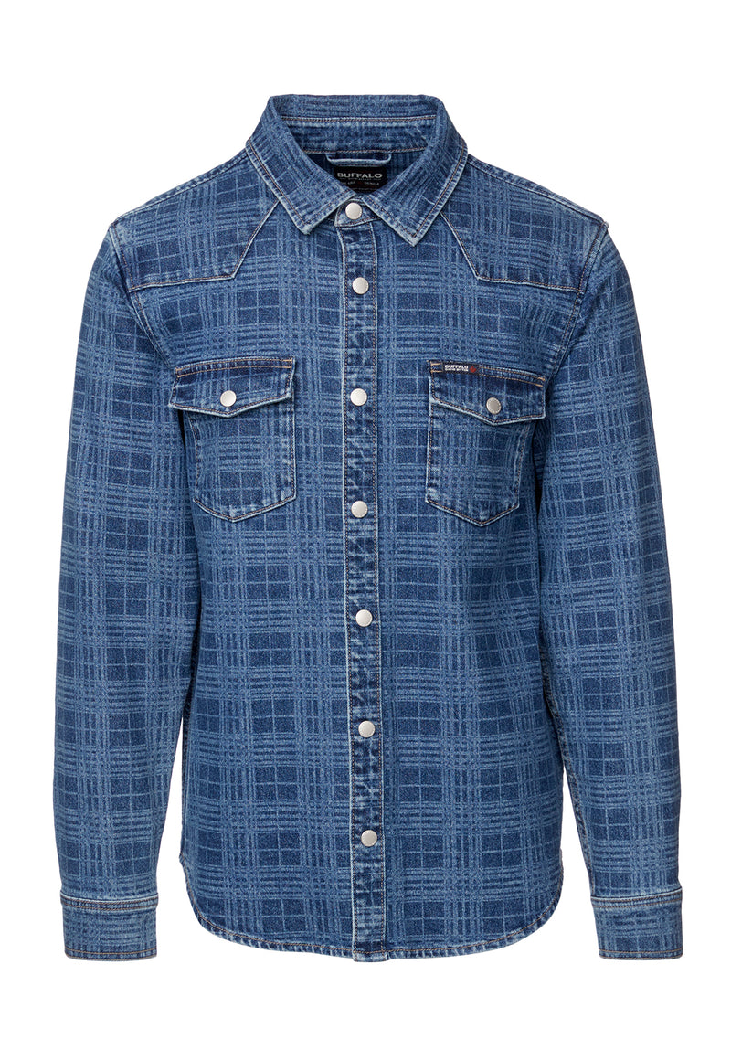 Buffalo David Bitton Shane Indigo Men's Long-Sleeve Shirt - BM22937  