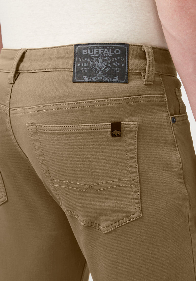 Buffalo David BittonStraight Six Men's Fleece Canvas Pants in Dark Beige - BM22939 Color DARK BEIGE