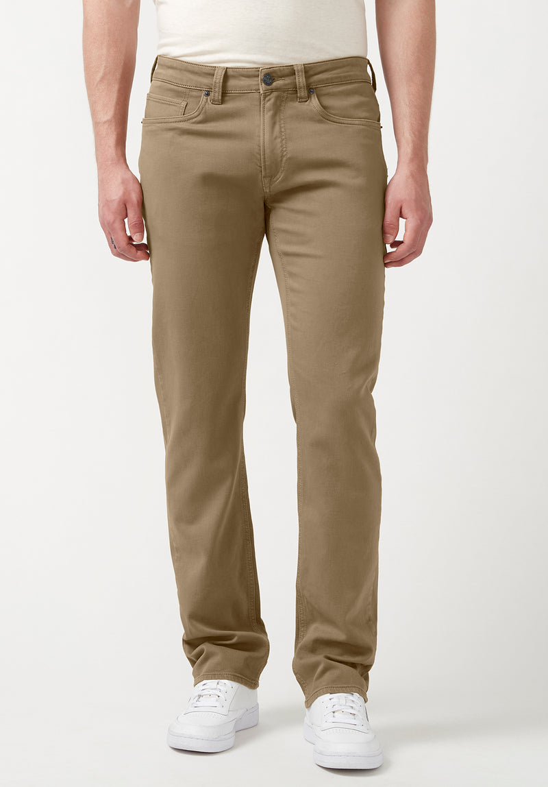 Buffalo David BittonStraight Six Men's Fleece Canvas Pants in Dark Beige - BM22939 Color DARK BEIGE