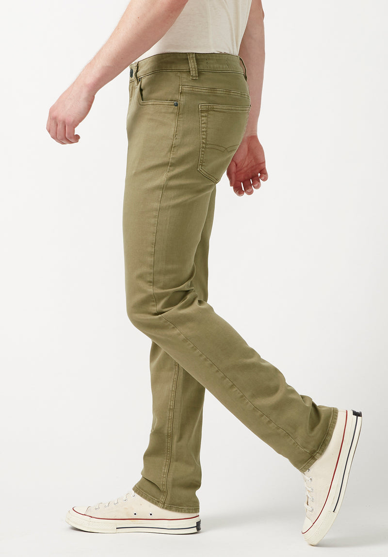 Buffalo David BittonStraight Six Olive Green Men's Fleece Canvas Pants  - BM22939 Color OLIVE