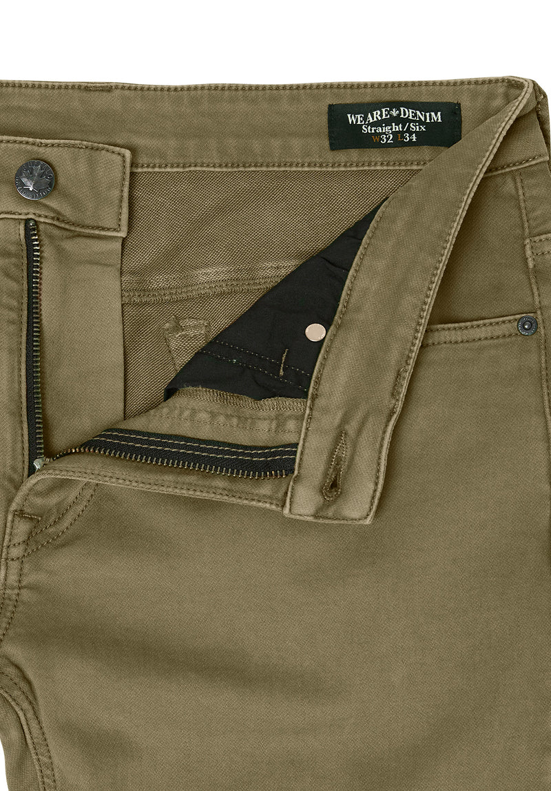 Buffalo David BittonStraight Six Olive Green Men's Fleece Canvas Pants  - BM22939 Color OLIVE