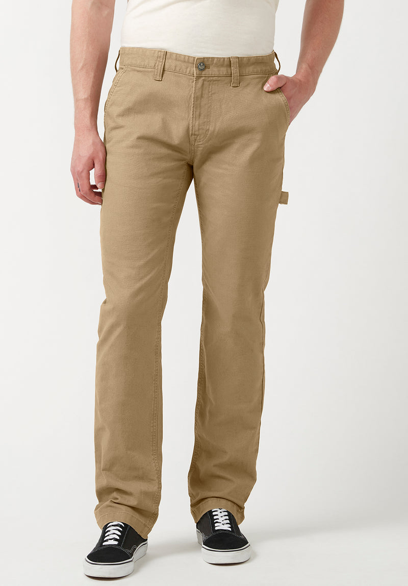 Buffalo David Bitton Straight Six Dark Beige Men's Carpenter Pants  - BM22945 Color DARK BEIGE