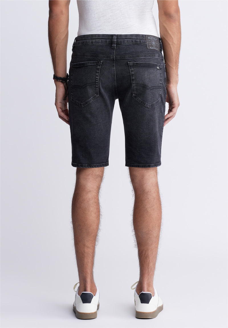 Buffalo David BittonSlim Parker Men's Denim Shorts in Black Sanded Wash - BM22951 Color BLACK