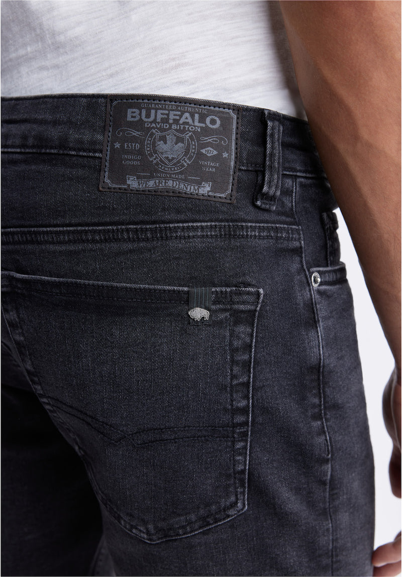 Buffalo David BittonSlim Parker Men's Denim Shorts in Black Sanded Wash - BM22951 Color BLACK