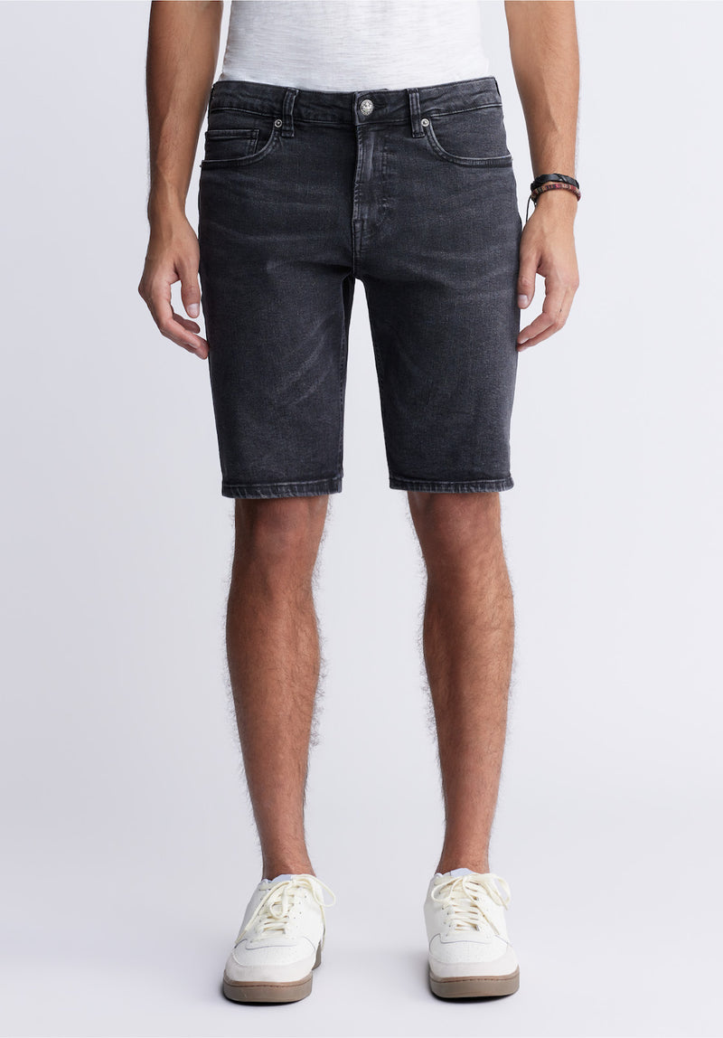 Buffalo David BittonSlim Parker Men's Denim Shorts in Black Sanded Wash - BM22951 Color BLACK