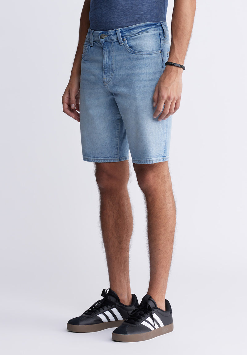 Buffalo David BittonRelaxed Straight Dean Men's Denim Shorts in Authentic Worn Wash - BM22952 Color INDIGO