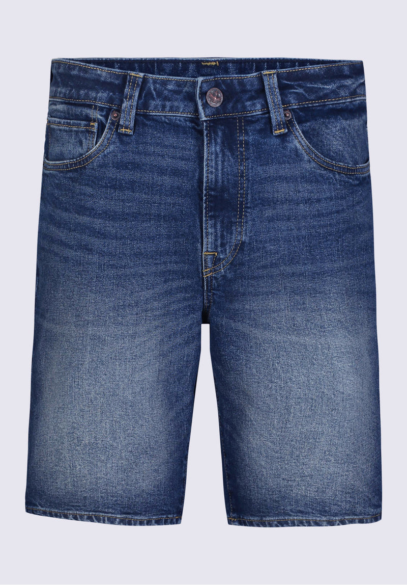 Relaxed Straight Dean Men's Denim Shorts in Contrast Blue - BM22953