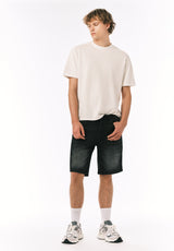 Short pour Hommes Décontracté Dean Noir Sablé et Usé - BM22965