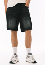 Short pour Hommes Décontracté Dean Noir Sablé et Usé - BM22965