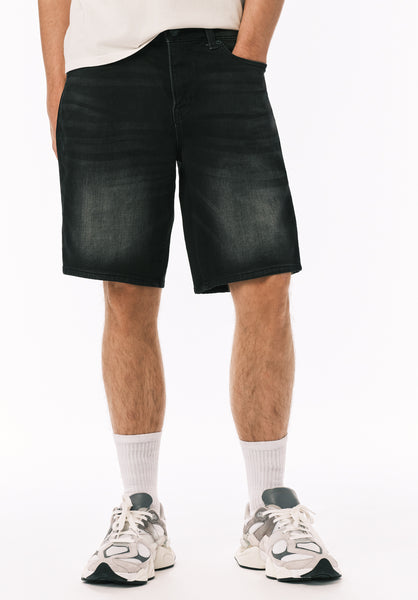 Buffalo David Bitton Relaxed Straight Dean Men's Freedom Flex Denim Shorts COLOR Sanded Black 