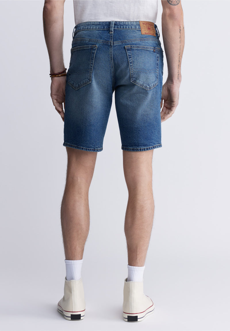 Buffalo David BittonRelaxed Straight Dean Men's Denim Shorts in Vintage and Contrasted Blue - BM22968 Color INDIGO