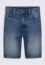 Buffalo David BittonRelaxed Straight Dean Men's Denim Shorts in Vintage and Contrasted Blue - BM22968 Color INDIGO