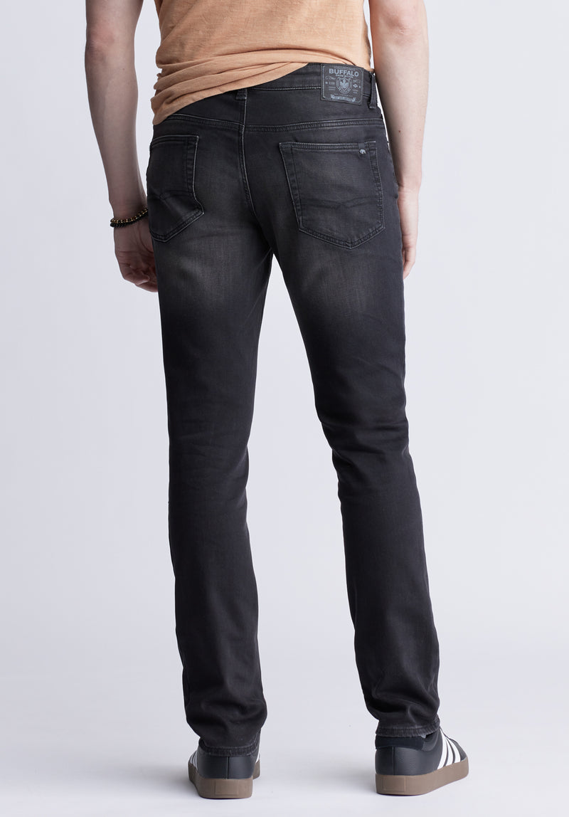 Jean étroit pour homme Slim Ash, noir sablé et travaillé - BM22985