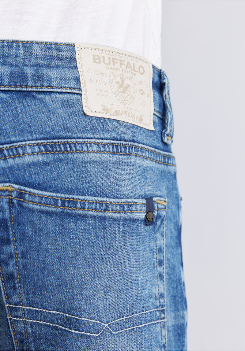 Buffalo David BittonRelaxed Straight Driven Men's Jeans in Heavily Sanded Wash - BM22986 Color INDIGO