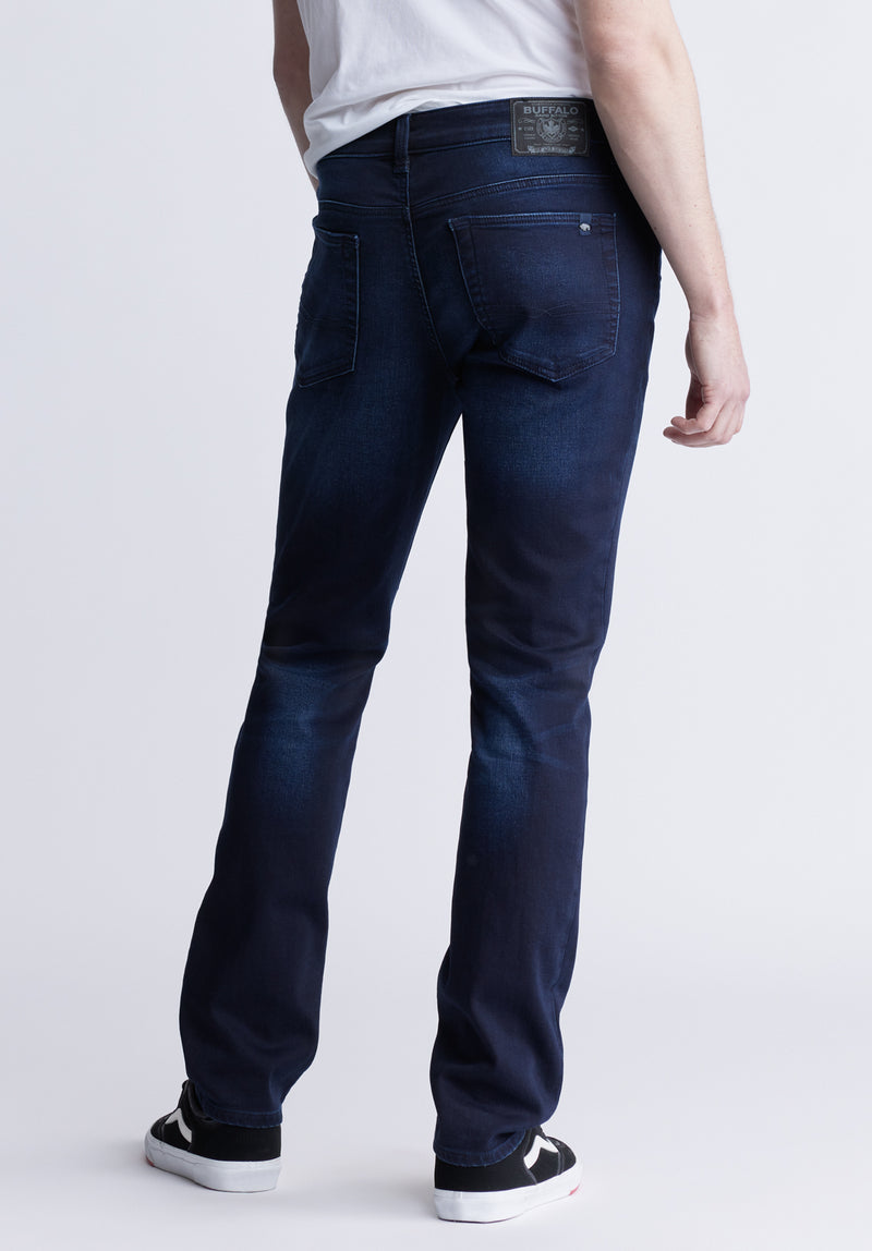 Jean étroit pour homme Slim Ash, indigo sablé et usé - BM22989