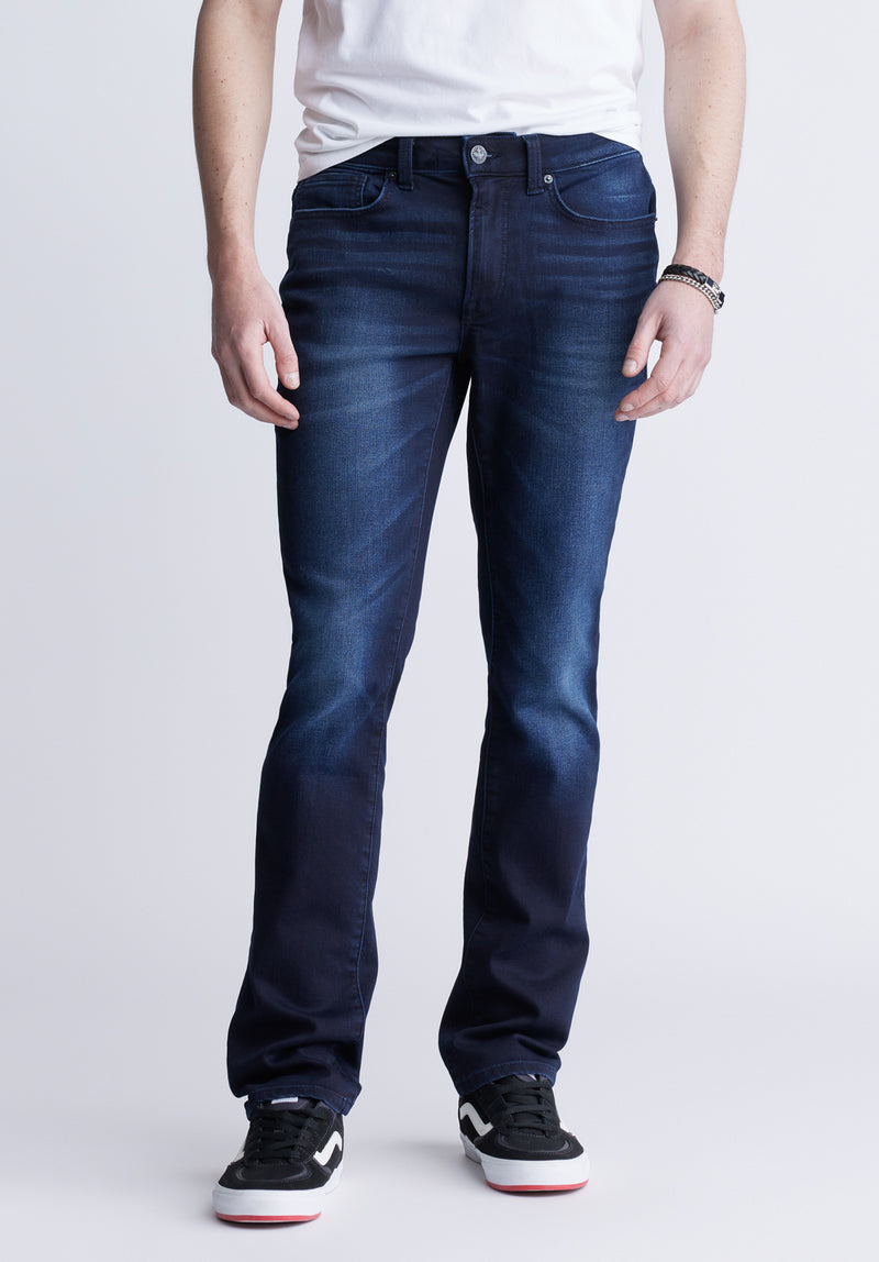 Jean étroit pour homme Slim Ash, indigo sablé et usé - BM22989