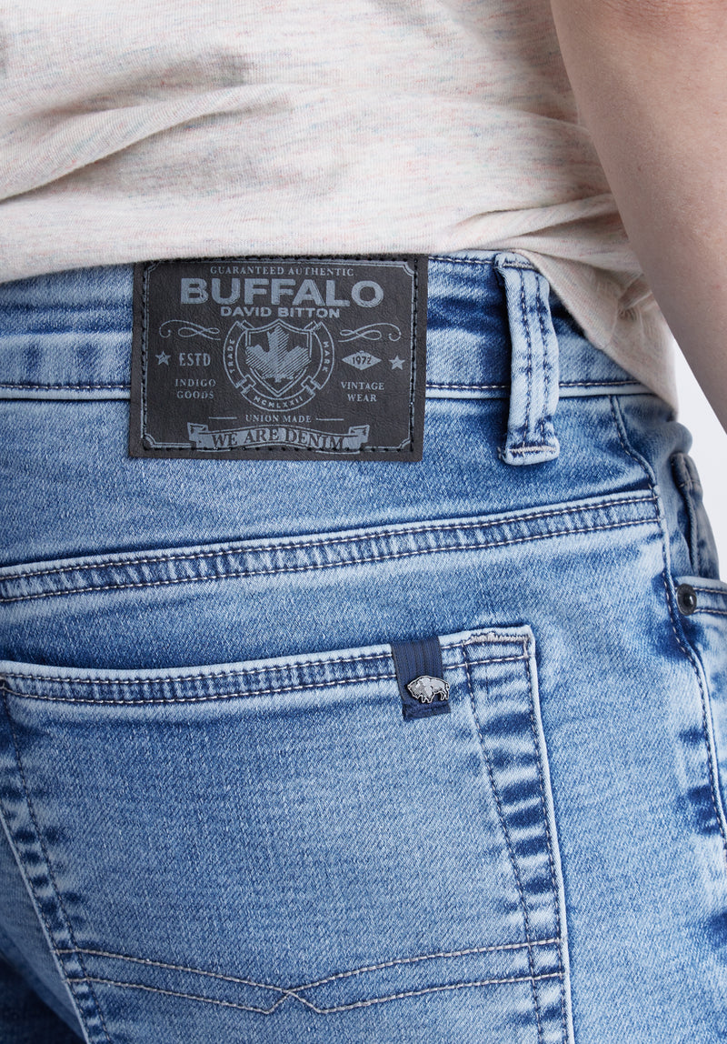 Buffalo David Bitton Straight Six Men's Five-Pocket Freedom Flex Jeans color INDIGO