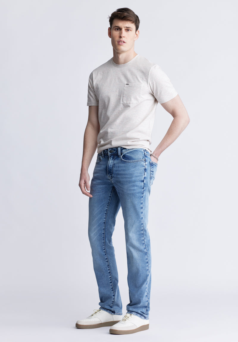 Buffalo David Bitton Straight Six Men's Five-Pocket Freedom Flex Jeans color INDIGO