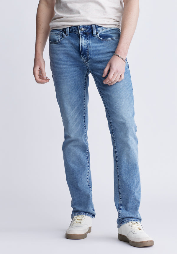 Straight Six Men's Five-Pocket Relaxed Jeans, Sanded Wash - BM22998