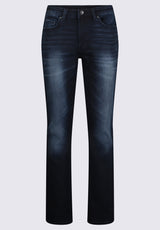 Straight Six Men's Five-Pocket Fleece Jeans, Dark and Sanded - BM22999