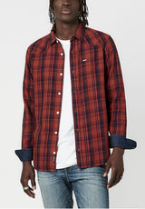 Sowil Men's Classic Plaid Shirt in Red - BM23656