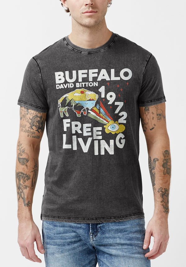 Buffalo David Bitton Tatew Black Short-Sleeve Men’s T-Shirt - BM23974 Color BLACK