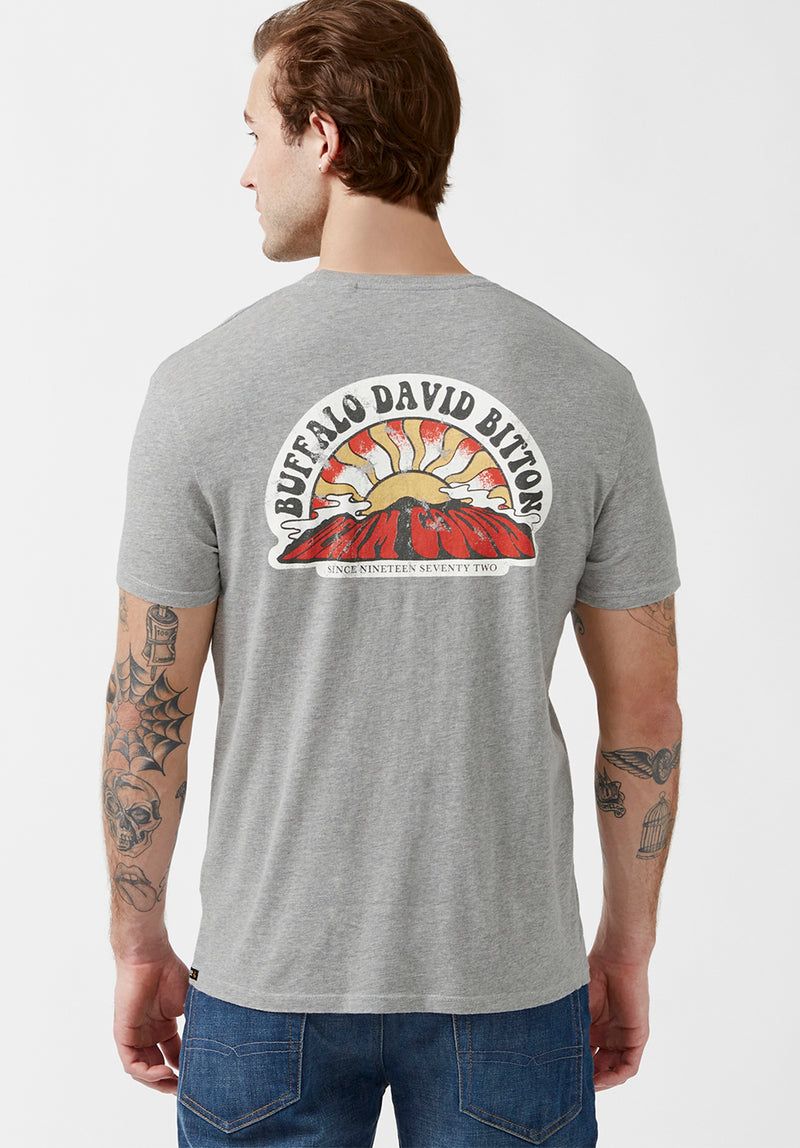 Buffalo David Bitton Tatins Heather Grey Short-Sleeve Men’s T-Shirt - BM23999 Color HEATHER GREY